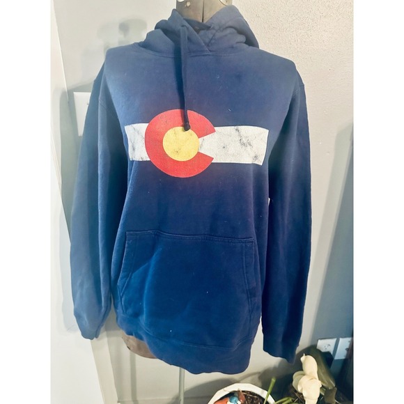 Tops - Colorado Flag Graphic Hoodie Sweatshirt Pullover Athleisure Comfy Blue